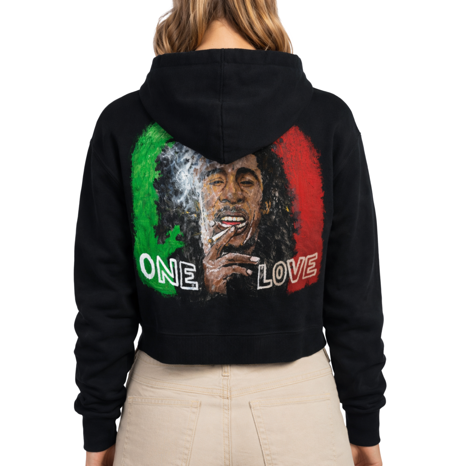 Hand-Painted Cropped Hoodie